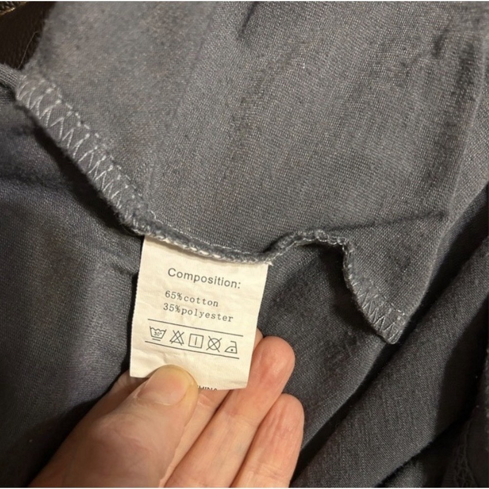 Blue/Gray Solid Henley T-Shirt Jersey Knit 3-Button Short Sleeve Men's Size L - Picture 7 of 7